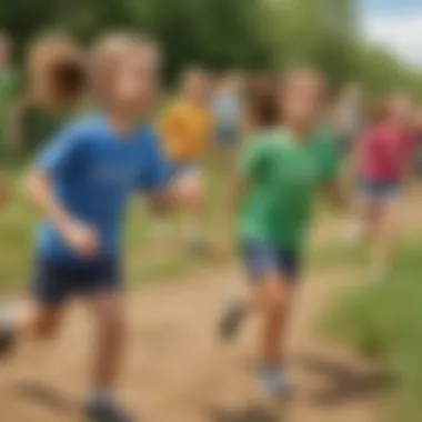 Children playing eco-friendly relay race