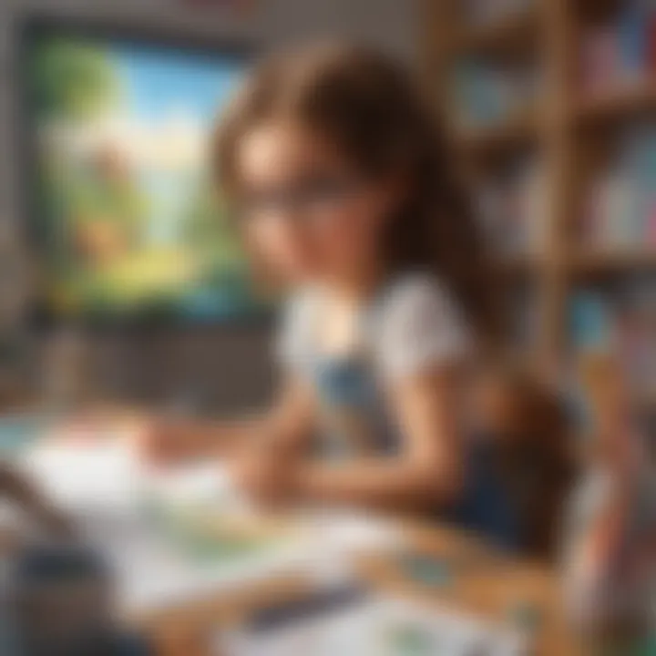 Illustration of a virtual art studio for kids