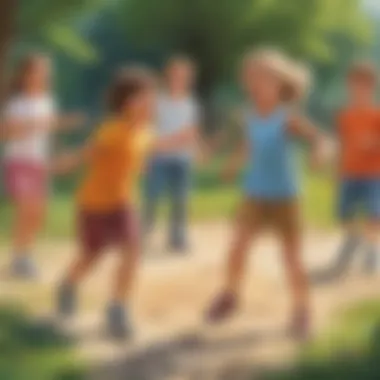 Kids engaging in a friendly game of tag outdoors