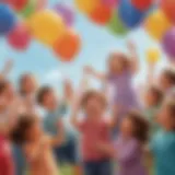 Kids playing with colorful balloons