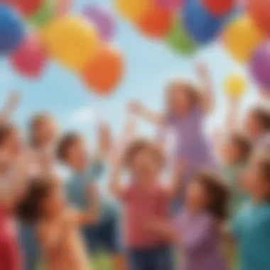 Kids playing with colorful balloons