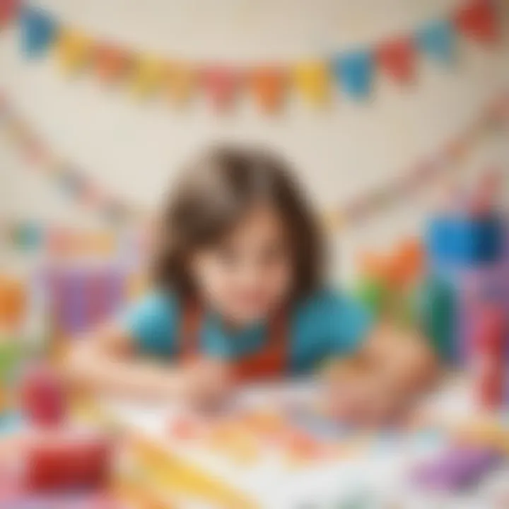 Child painting a vibrant birthday banner