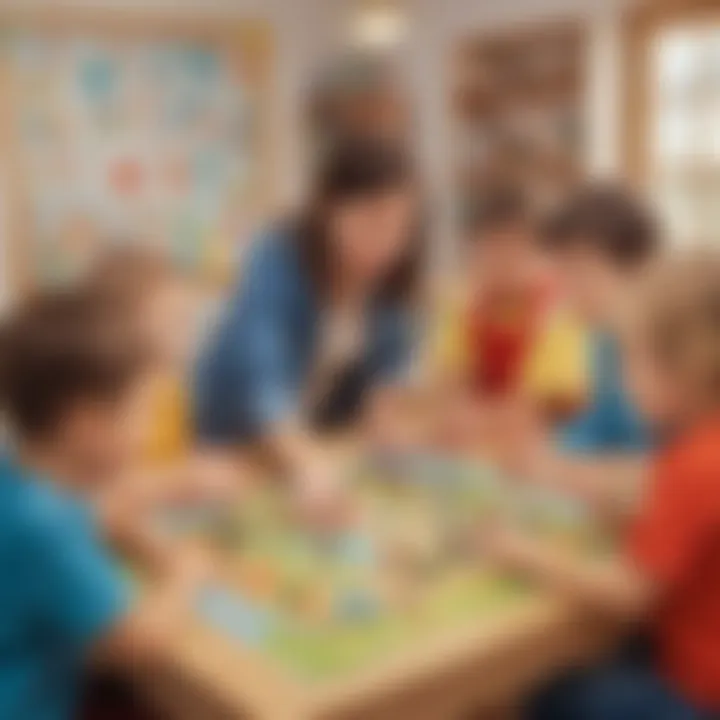 Group of kindergarteners participating in an educational game