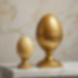 Exquisite golden giant egg on marble pedestal