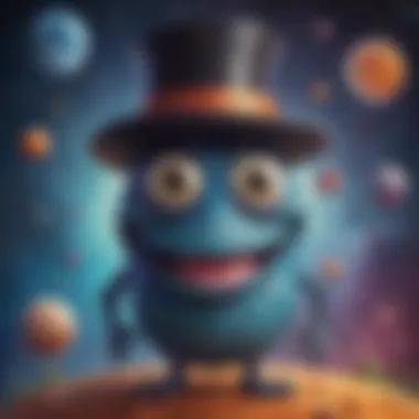 Laughing planet with googly eyes and a top hat