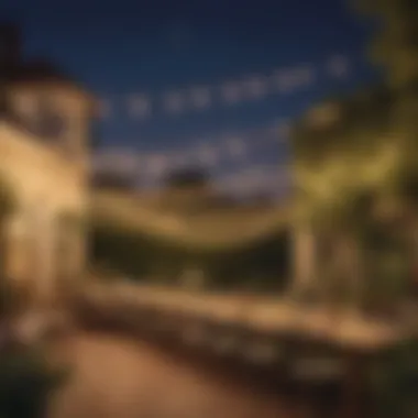Al Fresco Celebration Glamorous outdoor party setup with string lights