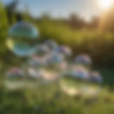 Glistening bubbles under sunlight