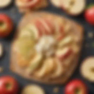 Whole Grain Crackers Topped with Cheese and Apples Whole grain crackers with cheese and apple slices