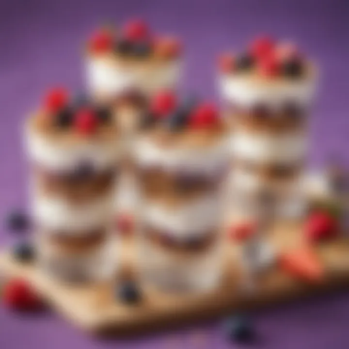 Delicious yogurt cups topped with granola and berries