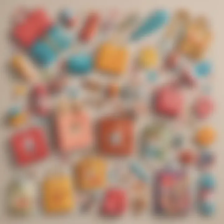 Colorful goody bags filled with educational toys and crafts