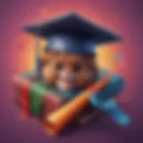 Colorful graduation cap and diploma for a first grader