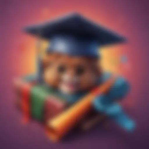 Colorful graduation cap and diploma for a first grader