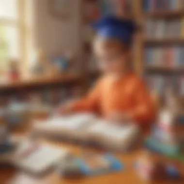 Child engaged with educational toys and books