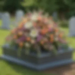 Beautiful floral arrangement at a graveside