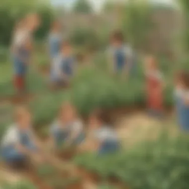 Engaging Kids in Gardening Fun Children engaging in gardening activities with beans