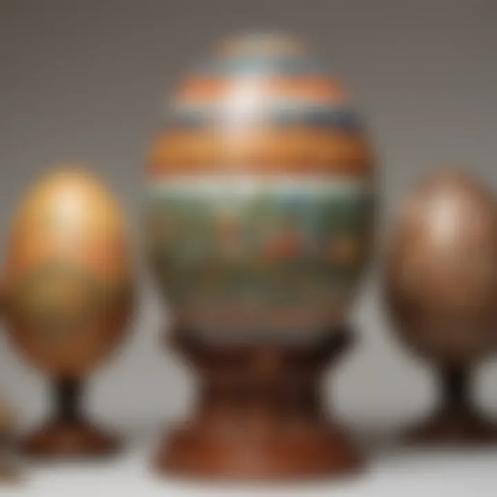 Artistic hand-painted giant plastic egg in intricate design