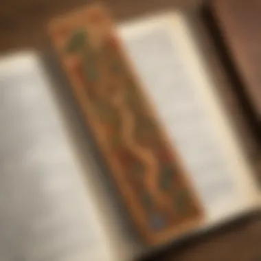 Handcrafted wooden bookmark resting on a Bible