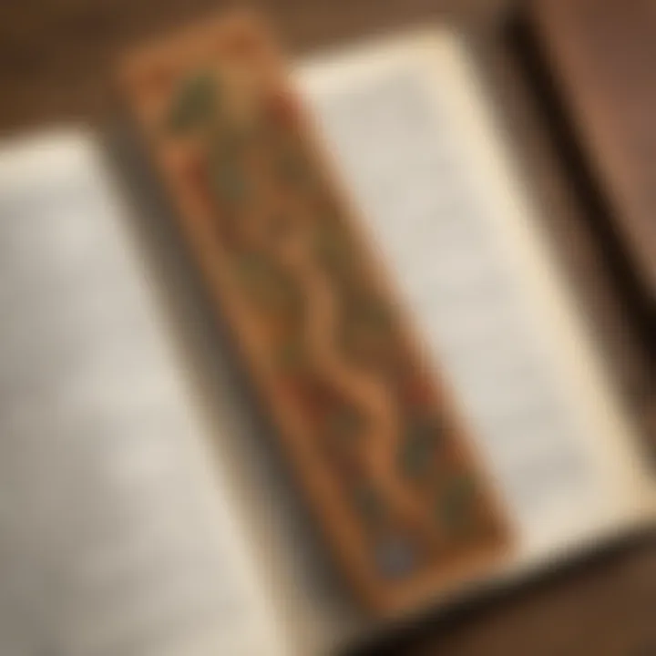 Handcrafted wooden bookmark resting on a Bible