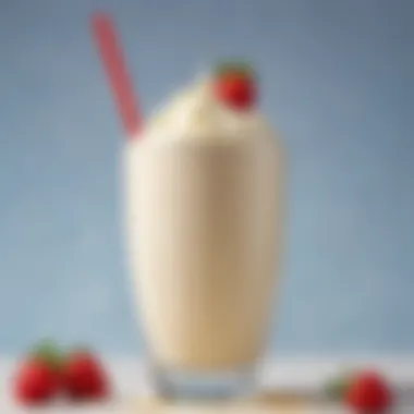 Delicious and Nutritious Shake Close-up of a glass filled with a creamy shake