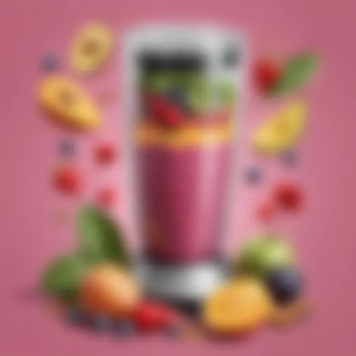 A blender filled with smoothie ingredients