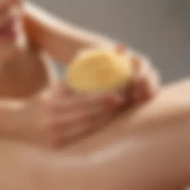 Soothing Body Scrub Application A soothing application of body scrub on a smooth skin surface