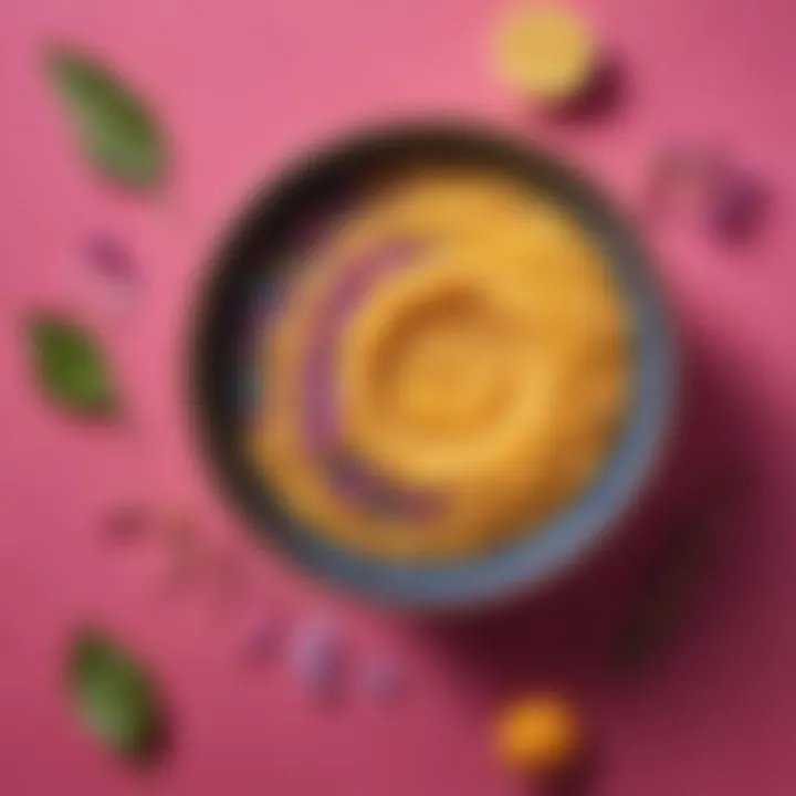 A beautifully arranged bowl of a homemade body scrub with vibrant colors