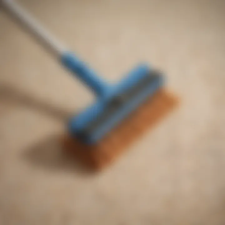 Carpet cleaning brush scrubbing a rug