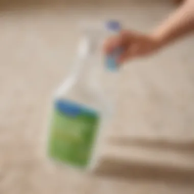 Homemade carpet cleaner solution in a spray bottle