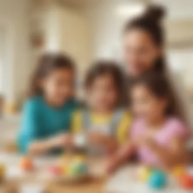 Joyful Egg Decorating with Kids Children joyfully engaging in the egg decorating activity with vibrant colors.