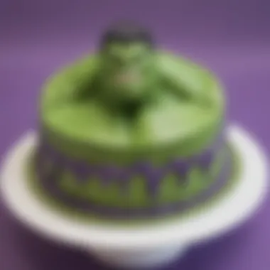 Hulk-Themed Birthday Cake Design Hulk-themed birthday cake adorned with green and purple colors