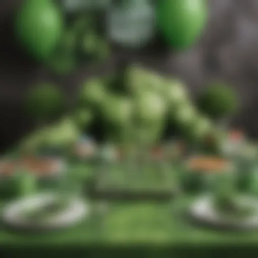 Vibrant Hulk-themed birthday table setup with decorations