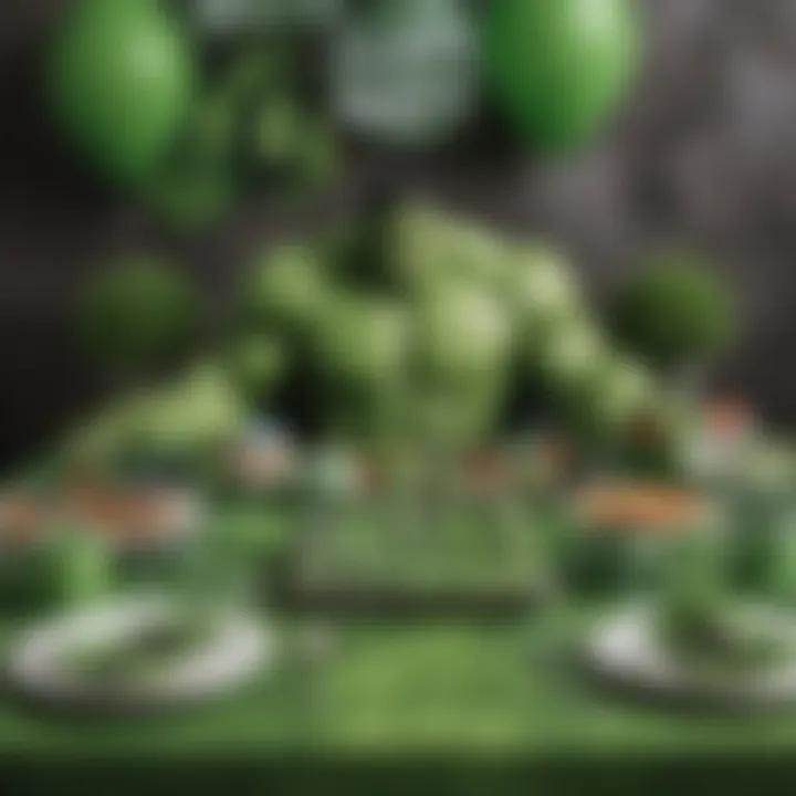 Vibrant Hulk-themed birthday table setup with decorations