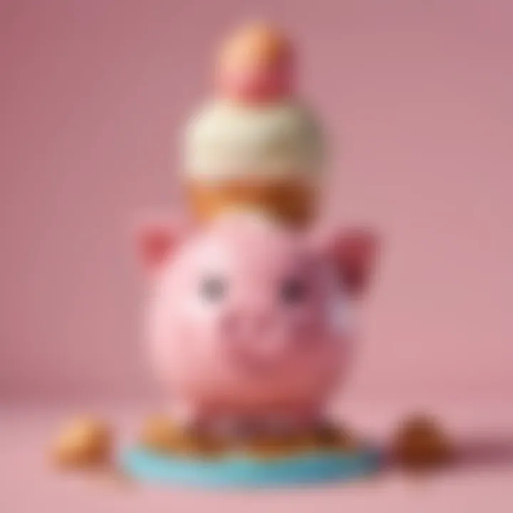 Ice Cream Cone Balancing on Top of a Piggy Bank