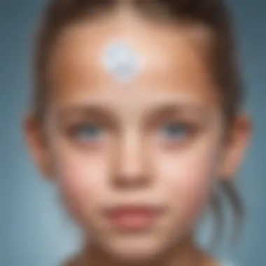 Child with ice patch on forehead