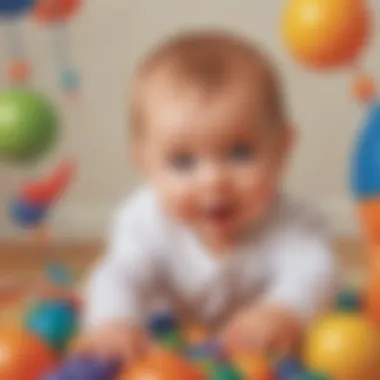 Infant engaging with colorful sensory toys