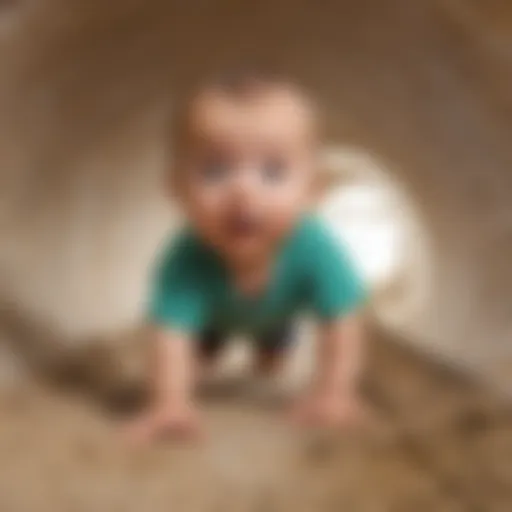 Infant exploring crawling tunnel