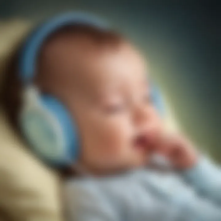 Infant listening to soothing lullaby music