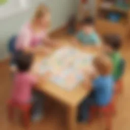 Children engaging in an interactive alphabet game