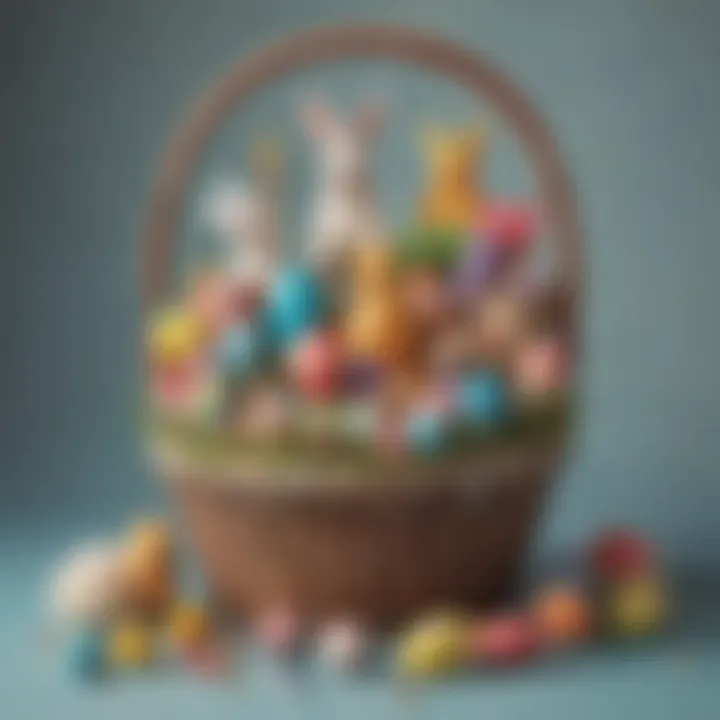 A whimsical Easter basket filled with colorful toys and treats