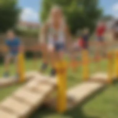 Children competing in a DIY obstacle course challenge