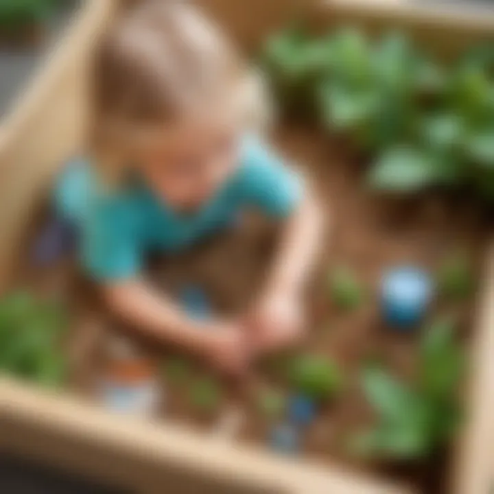 Preschooler exploring nature through a sensory bin