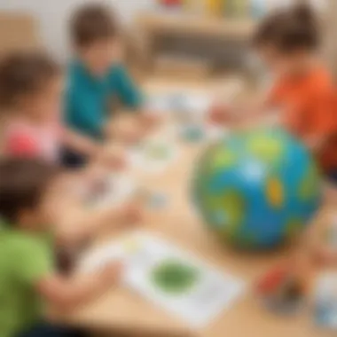 Preschoolers learning about upcycling through art