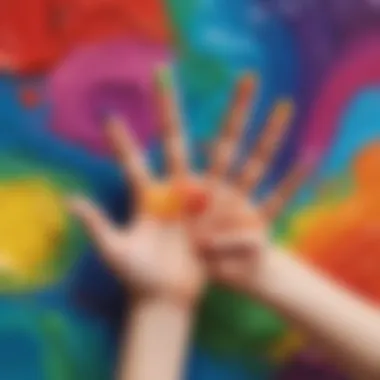 Vibrant Color Palette Exploration Innovative finger painting technique with vibrant colors