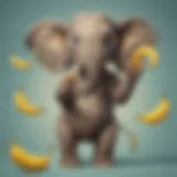 Playful Cartoon Elephant Juggling Bananas