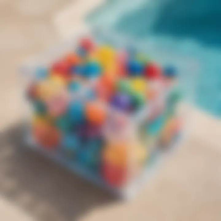 Innovative use of clear containers for easy access to pool toys