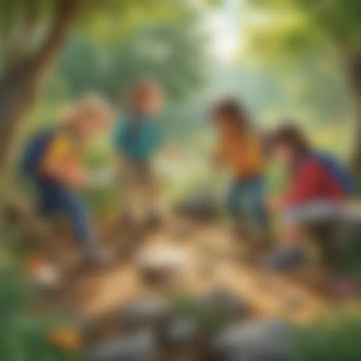 Group of kids participating in an outdoor learning activity