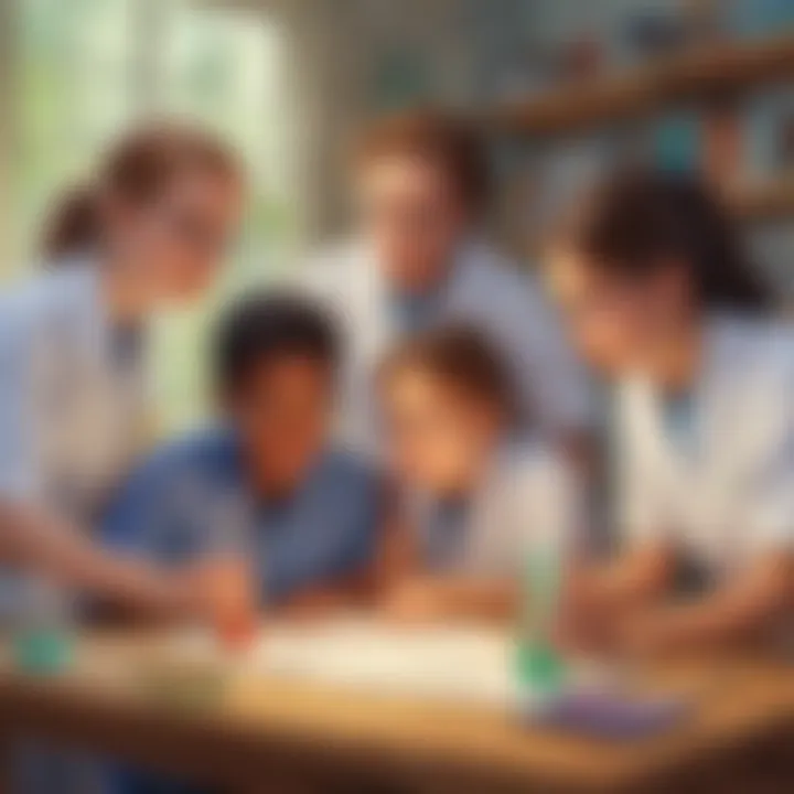 Group of kids engaged in a science experiment at summer camp