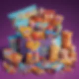 Colorful assortment of snacks and candies in a creative goodie bag