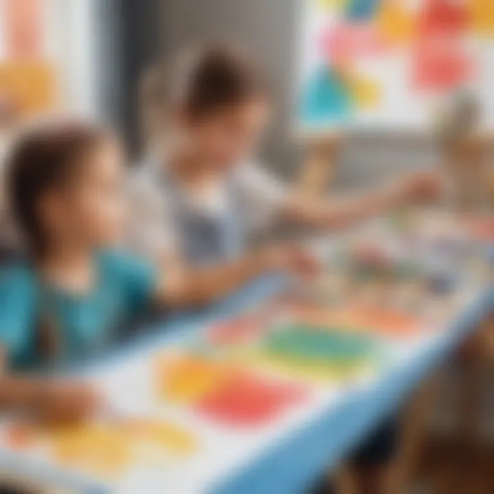 Children painting on a canvas with bright colors