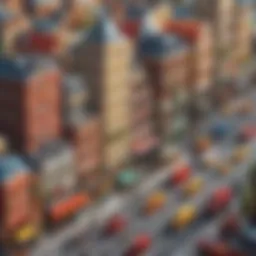 A vibrant LEGO cityscape showcasing intricate buildings and bustling streets.